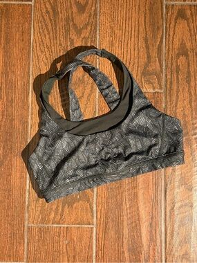 Sports Bralette - Dark Green Leaf Print